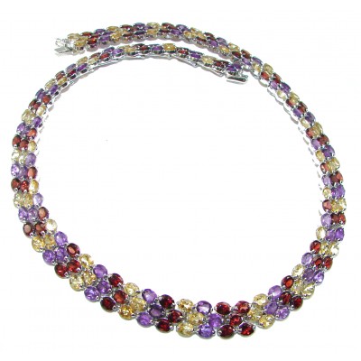 Fields Of Summer Natural Multigem .925 Sterling Silver Necklace