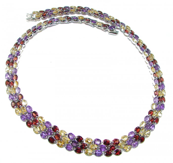 Fields Of Summer Natural Multigem .925 Sterling Silver Necklace
