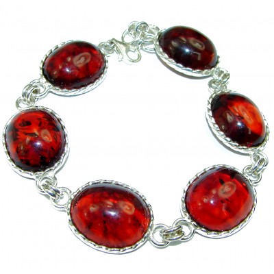 Cognac Color Beautiful Amber .925 Sterling Silver handcrafted Bracelet