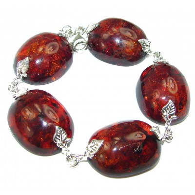 Cognac Color Beautiful Amber .925 Sterling Silver handcrafted Bracelet