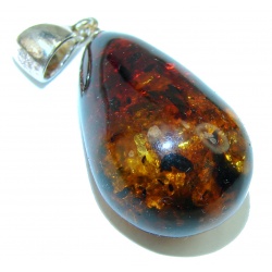 Dark Nectar Baltic Amber .925 Sterling Silver handmade Pendant