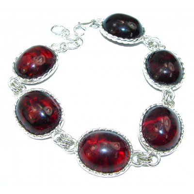 Cognac Color Beautiful Amber .925 Sterling Silver handcrafted Bracelet