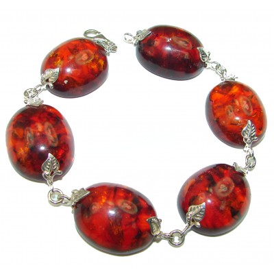 Cognac Color Beautiful Amber .925 Sterling Silver handcrafted Bracelet
