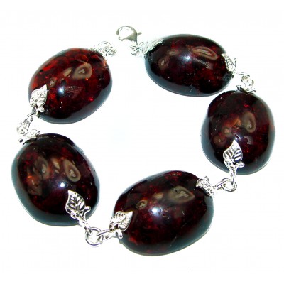 Cognac Color Beautiful Amber .925 Sterling Silver handcrafted Bracelet