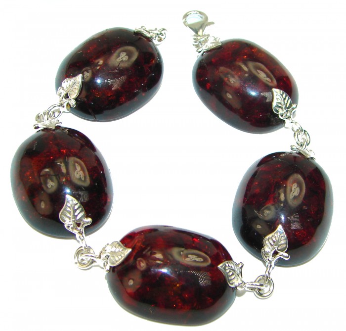 Cognac Color Beautiful Amber .925 Sterling Silver handcrafted Bracelet