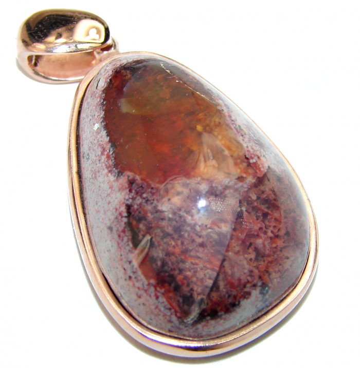 Spectacular Natural Mexican Fire Opal 14K Gold over .925 Sterling Silver handmade Pendant