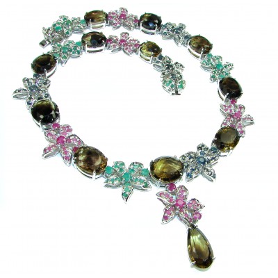 Giovanna Incredible Design Champagne Smoky Topaz .925 Sterling Silver handmade necklace