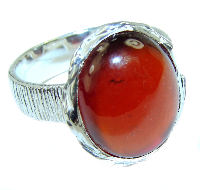Genuine 14.2ct Hessonite Garnet .925 Sterling Silver handmade Ring size 9 1/4