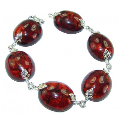 Cognac Color Beautiful Amber .925 Sterling Silver handcrafted Bracelet