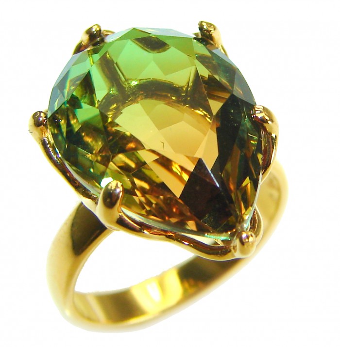 Brazilian Tourmaline 18K Gold over .925 Sterling Silver Perfectly handcrafted Ring s. 6
