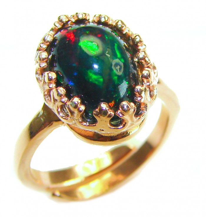 Other Galaxy Genuine 8.5 carat Black Opal 18K Gold over .925 Sterling Silver handmade Ring size 6 adjustable