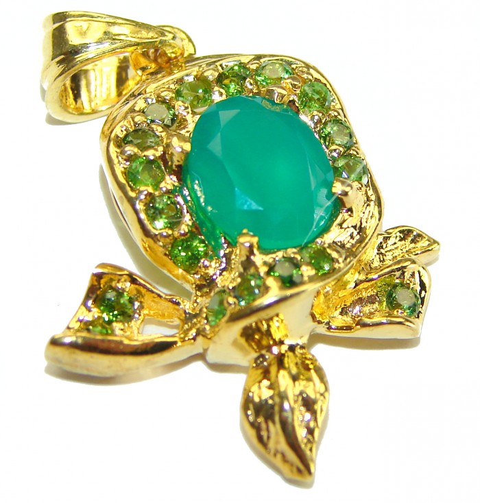 Jade 14K Gold over .925 Sterling Silver handcrafted pendant