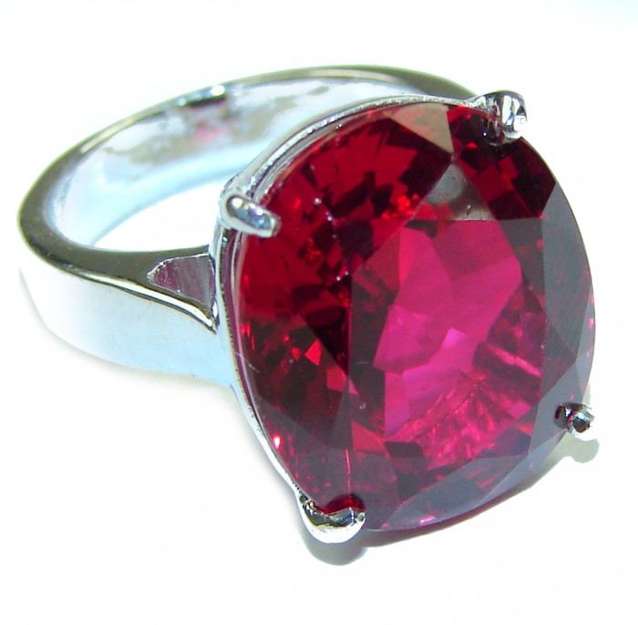 Brilliance 12.5 carat Red Topaz .925 Silver handcrafted Cocktail Ring s. 5 1/2