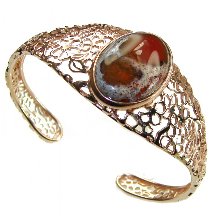 Authentic Mexican Opal handmade 14K Rose Gold over .925 Sterling Silver Bracelet / Cuff