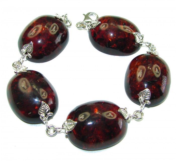 Cognac Color Beautiful Amber .925 Sterling Silver handcrafted Bracelet