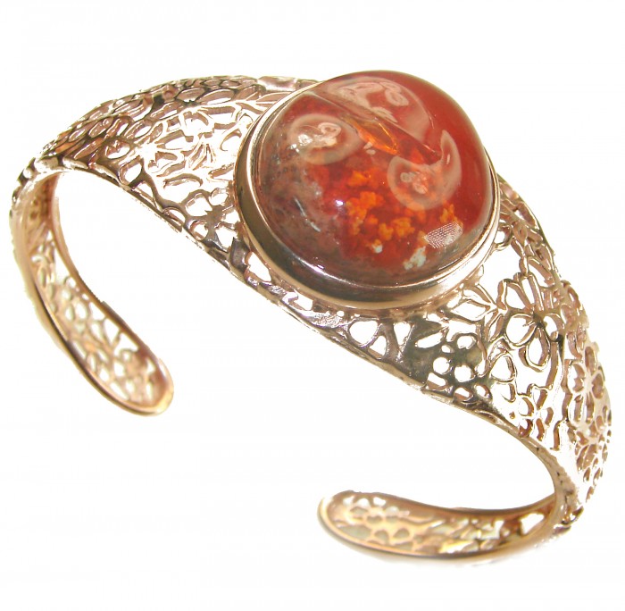 Arizona Sunset Mexican Opal handmade 14K Rose Gold over .925 Sterling Silver Bracelet / Cuff