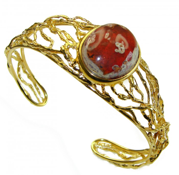 Arizona Sunset Mexican Opal handmade 14K Gold over .925 Sterling Silver Bracelet / Cuff