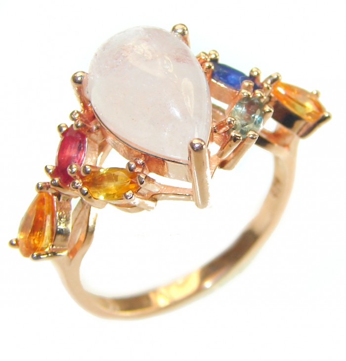 Exceptional Morganite 18K Rose Gold over .925 Sterling Silver handcrafted ring s. 7 1/2
