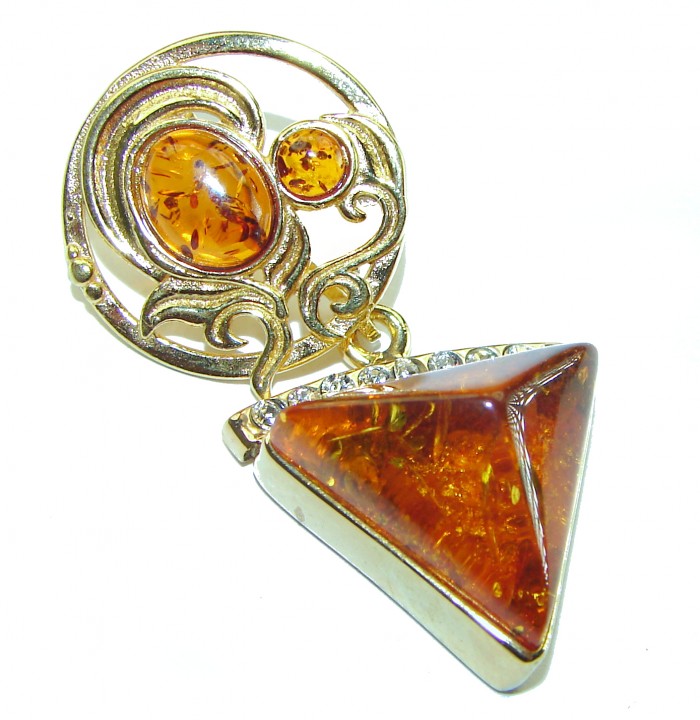 Real Beauty authentic Baltic Amber 14K Gold over .925 Sterling Silver handcrafted pendant