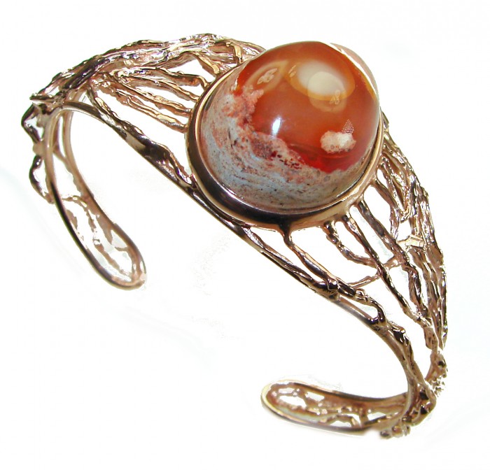 Authentic Mexican Opal handmade 14K Rose Gold over .925 Sterling Silver Bracelet / Cuff