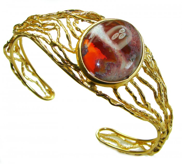 Authentic Mexican Opal handmade 14K Gold over .925 Sterling Silver Bracelet / Cuff