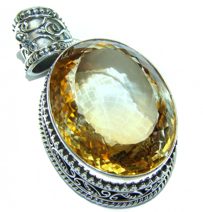 Vintrage Design 37.3 carat Lemon Quartz .925 Sterling Silver handcrafted pendant