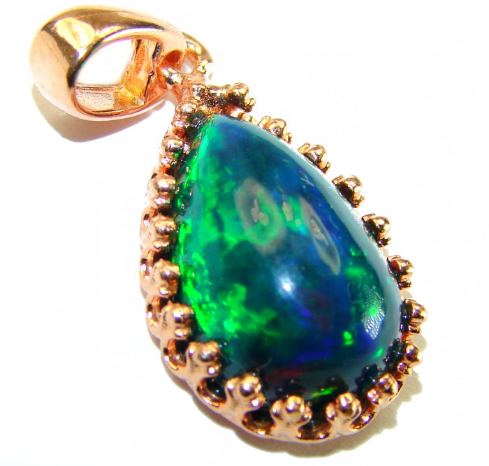 Milky Way 15.6CTW Authentic Black Opal 18K Gold over .925 Sterling Silver handmade Pendant