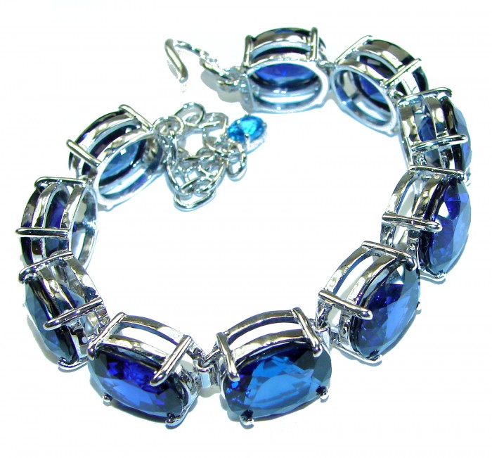 105.5 carat London Blue Topaz .925 Sterling Silver handcrafted Bracelet
