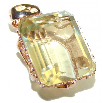 17.3 carat Lemon Quartz 14K Gold over .925 Sterling Silver handcrafted pendant