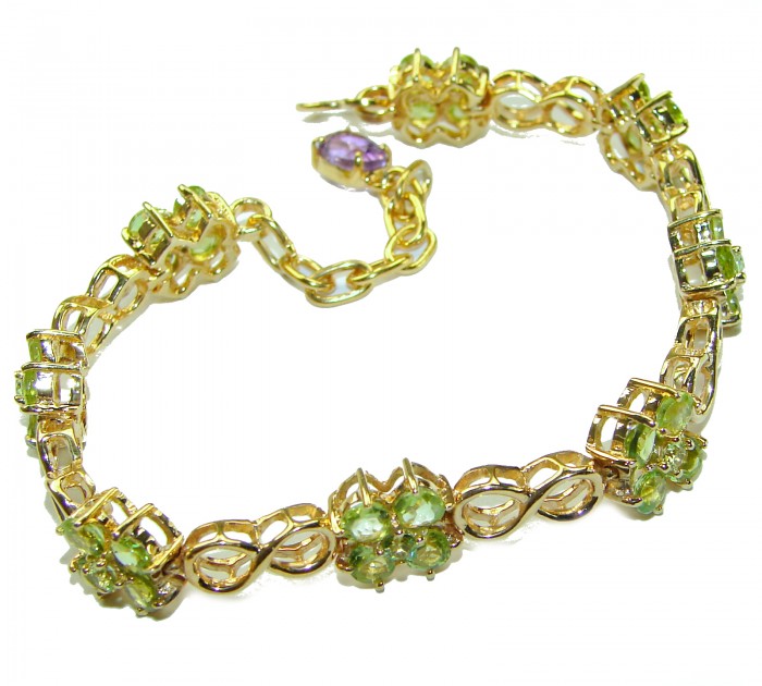 Alessia authentic Peridot 14K Gold over .925 Sterling Silver handmade Bracelet