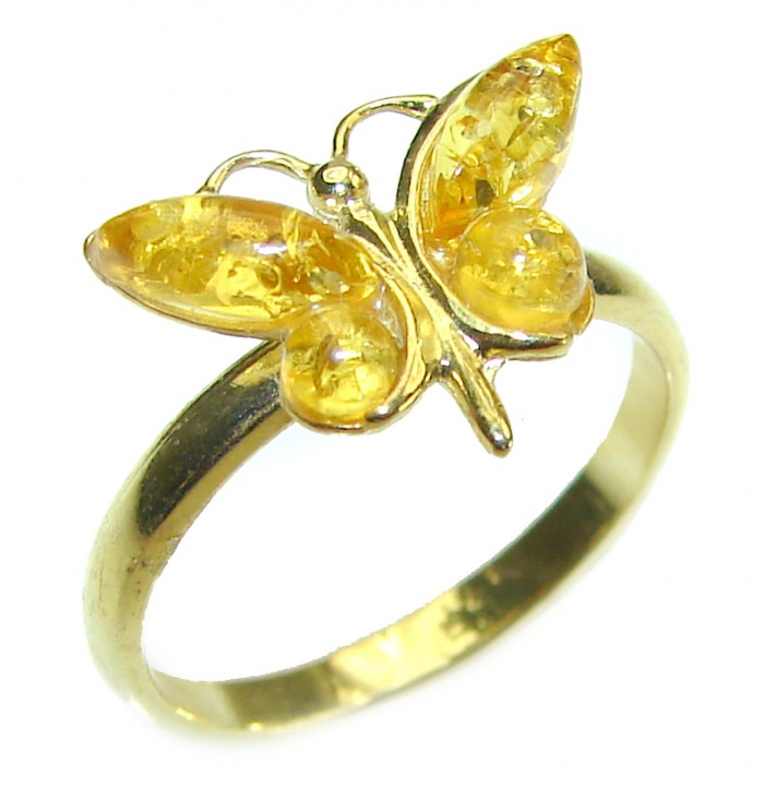 Authentic Baltic Amber .925 Sterling Silver handcrafted ring; s. 5