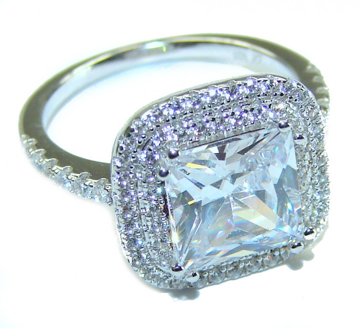 8.5 carat White Topaz .925 Sterling Silver handcrafted ring size 5