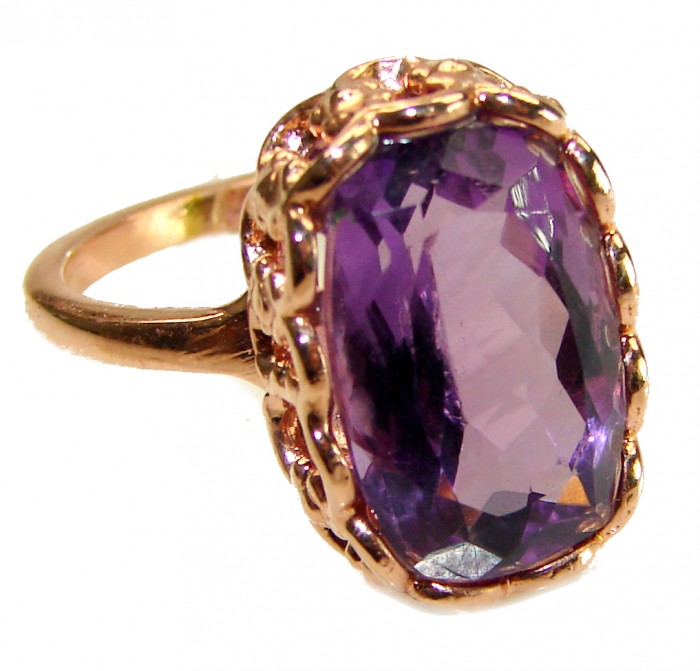 Dramatic design 11.8 carat Amethyst 14K Gold over .925 Sterling Silver Handcrafted Ring size 9