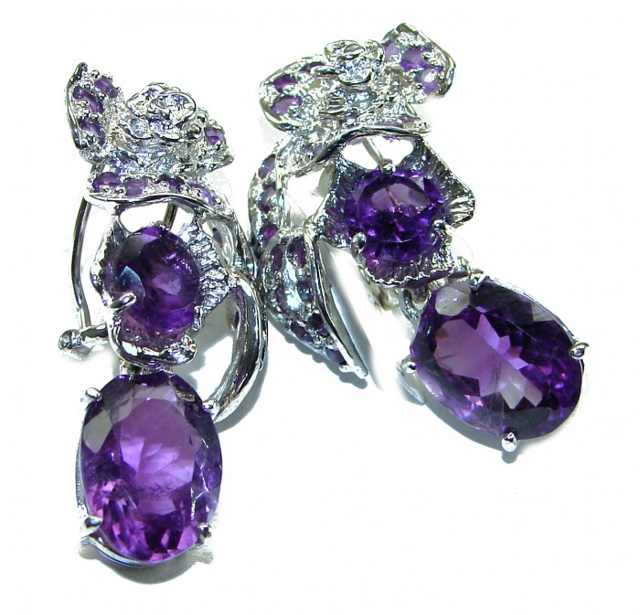 Lavender Fields authentic Amethyst .925 Sterling Silver handcrafted Statement earrings