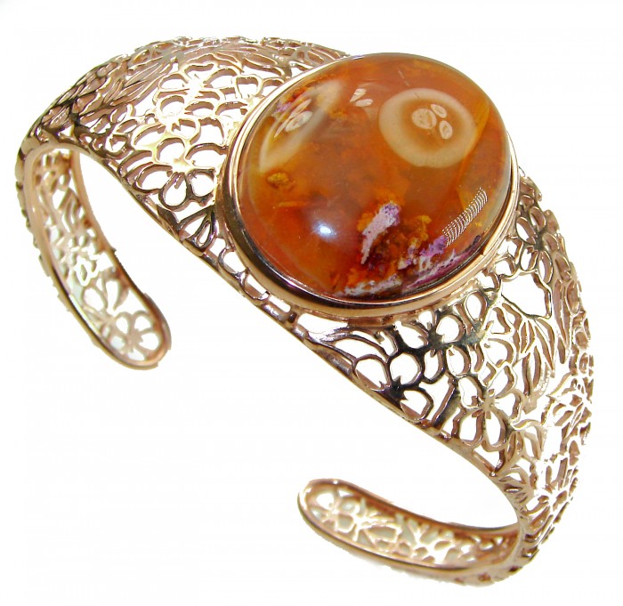 Authentic Mexican Opal handmade 14K Rose Gold over .925 Sterling Silver Bracelet / Cuff