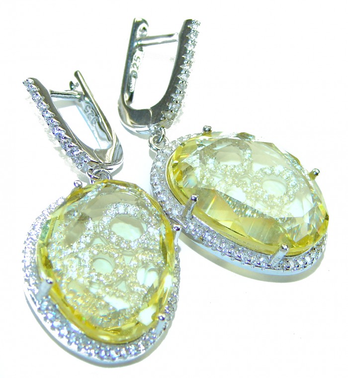 Splendid 14.5 carat Citrine .925 Sterling Silver Handcrafted Earrings