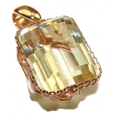 17.3 carat Lemon Quartz 14K Gold over .925 Sterling Silver handcrafted pendant