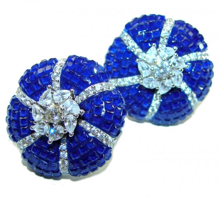 Born to Glam floral-inspired authentic Sapphire .925 Sterling Silver handcrafted earrings