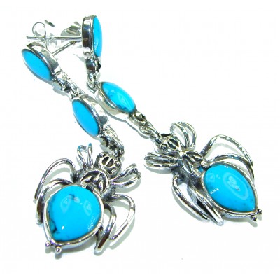 Spiders Natural Turquoise .925 Sterling Silver handmade stud earrings