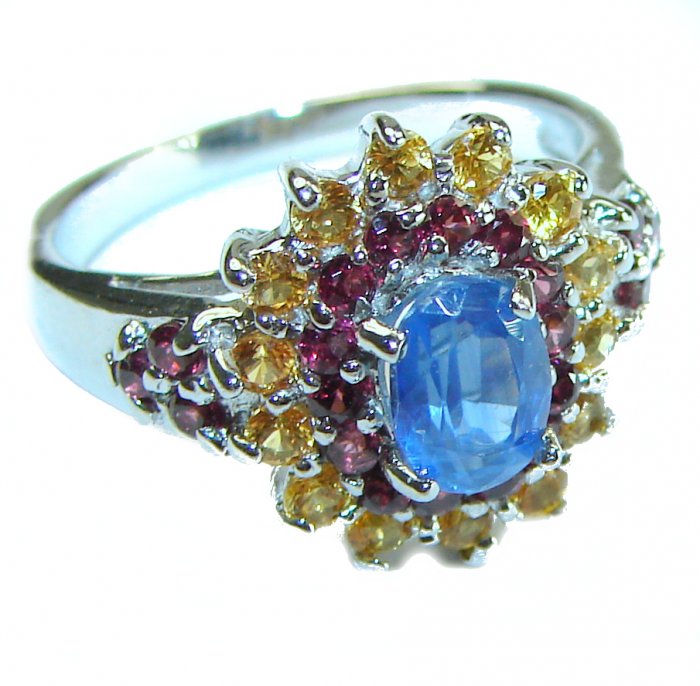 Authentic 3.5 carat Kyanite .925 Sterling Silver handcrafted Ring size 8 - video