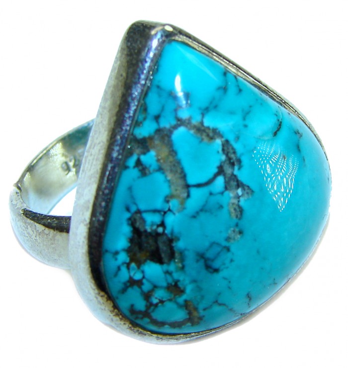 Solid genuine Turquoise .925 Sterling Silver Ring size 6 1/4