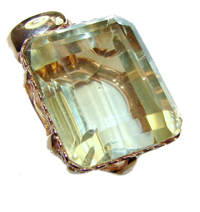 17.3 carat Lemon Quartz 14K Gold over .925 Sterling Silver handcrafted pendant