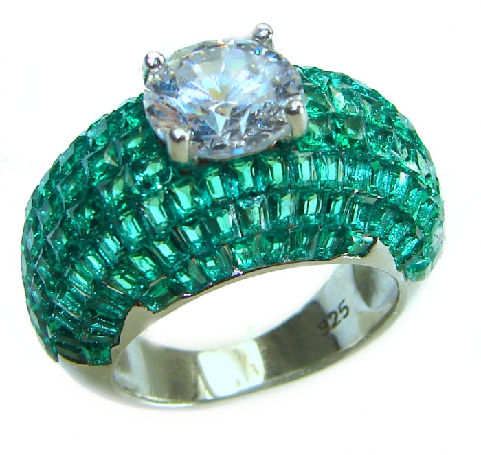 My Love 3.5 carat White Topaz Emerald .925 Sterling Silver Ring size 6 1/2