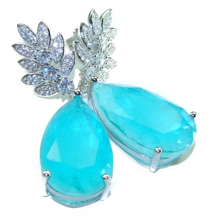 Gabriella Unique 26.5 carat Emerald .925 Sterling Silver handcrafted Statement earrings