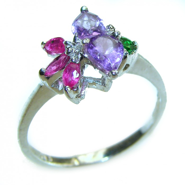 Eliza 0.9 carat African Amethyst Sapphire .925 Sterling Silver Handcrafted Ring size 6 3/4