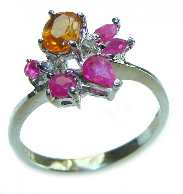 Carmen 0.5 carat Orange Sapphire Ruby .925 Sterling Silver Handcrafted Ring size 6