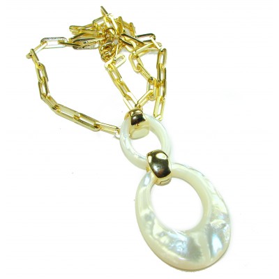 Precious White Blister Pearl 14K Gold over .925 Sterling Silver Necklace