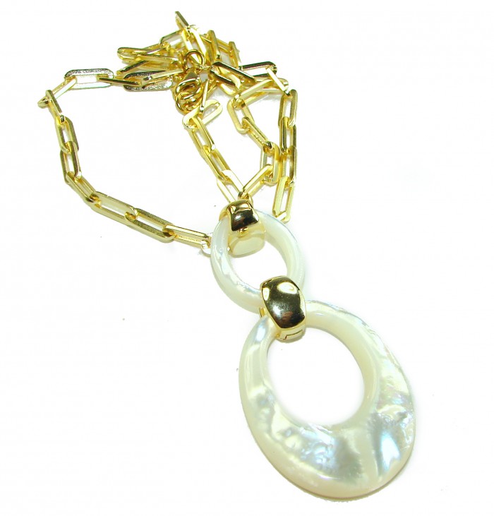 Precious White Blister Pearl 14K Gold over .925 Sterling Silver Necklace