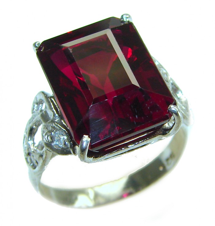 My Love - Red Brilliance 11.5 carat Red Topaz .925 Silver handcrafted Cocktail Ring s. 7