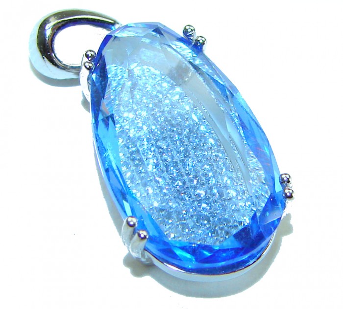 Eau Pure 11.5 carat Swiss Blue Topaz .925 Sterling Silver handmade Pendant
